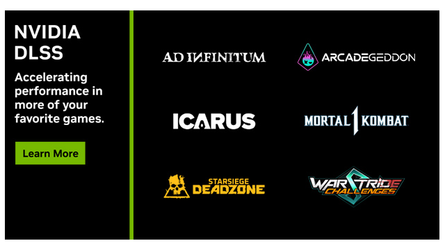 “翼星求生 (ICARUS)”现已发布并支持 DLSS 3，“永无止境 (Ad Infinitum)”和“真人快打 1 (Mortal Kombat 1)”发布并支持 DLSS 2